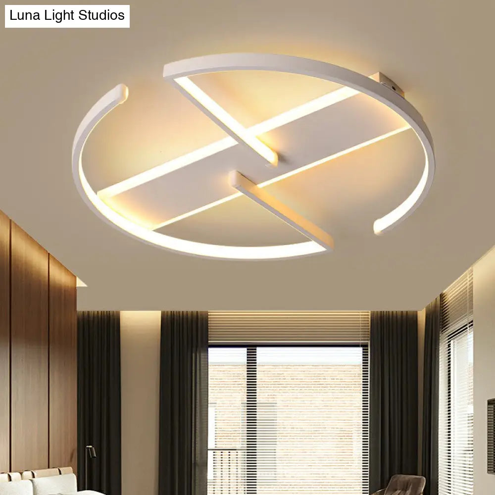 Nordic Circle Led Ceiling Light - Metallic Flush Mount For Bedroom In White / 16 Third Gear