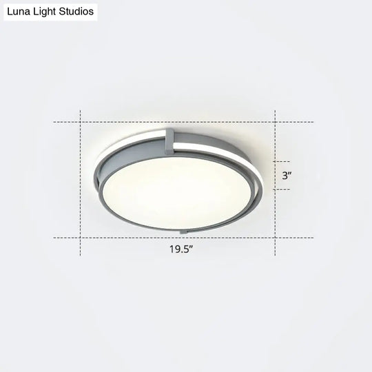 Nordic Circle Led Flush Mount Ceiling Light With Acrylic Diffuser Grey / 19.5 Warm