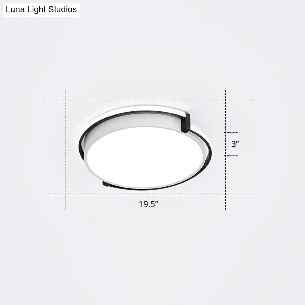 Nordic Circle Led Flush Mount Ceiling Light With Acrylic Diffuser Black / 19.5 White