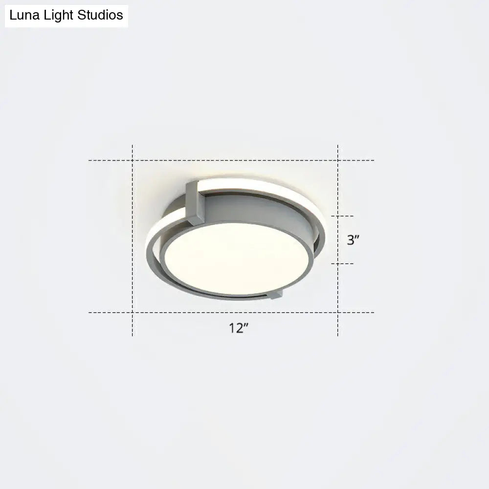 Nordic Circle Led Flush Mount Ceiling Light With Acrylic Diffuser Grey / 12 Warm