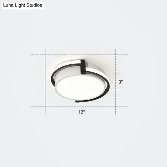 Nordic Circle Led Flush Mount Ceiling Light With Acrylic Diffuser Black / 12 Warm