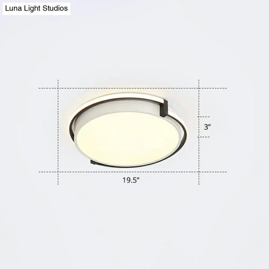Nordic Circle Led Flush Mount Ceiling Light With Acrylic Diffuser Black / 19.5 Warm