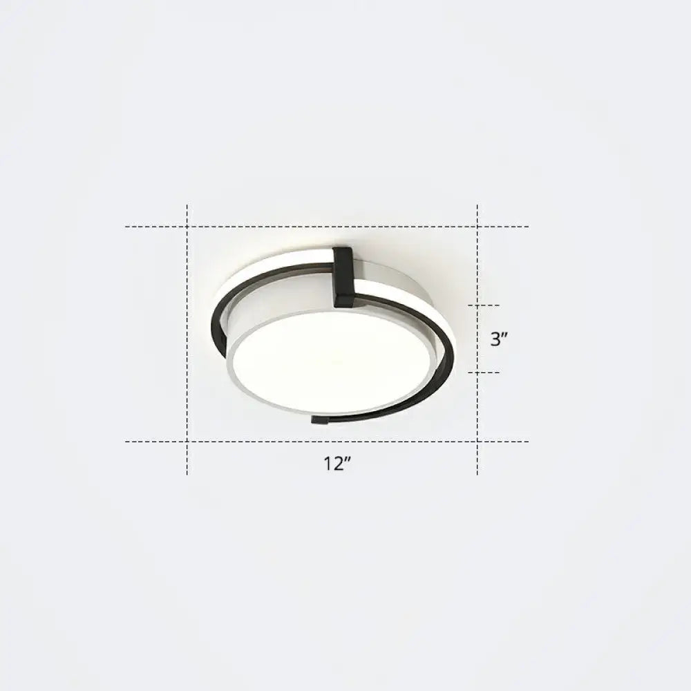 Nordic Circle Led Flush Mount Ceiling Light With Acrylic Diffuser Black / 12’ Warm