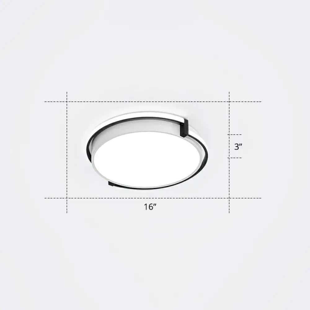 Nordic Circle Led Flush Mount Ceiling Light With Acrylic Diffuser Black / 16’ White