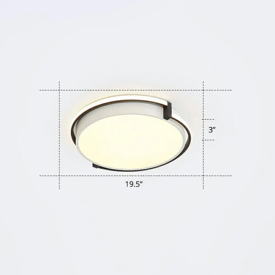 Nordic Circle Led Flush Mount Ceiling Light With Acrylic Diffuser Black / 19.5’ Warm