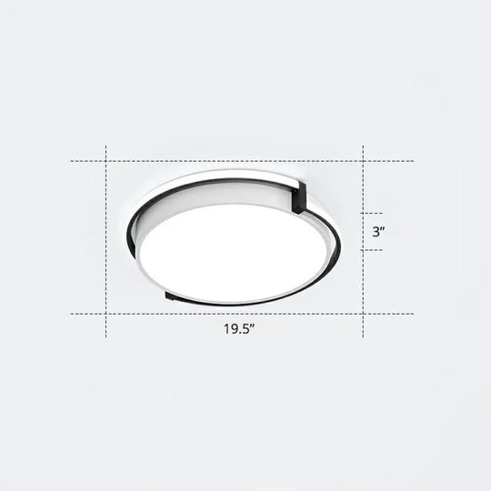 Nordic Circle Led Flush Mount Ceiling Light With Acrylic Diffuser Black / 19.5’ White