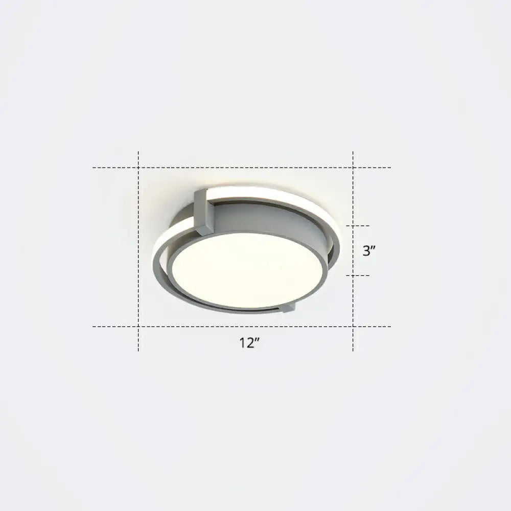 Nordic Circle Led Flush Mount Ceiling Light With Acrylic Diffuser Grey / 12’ Warm