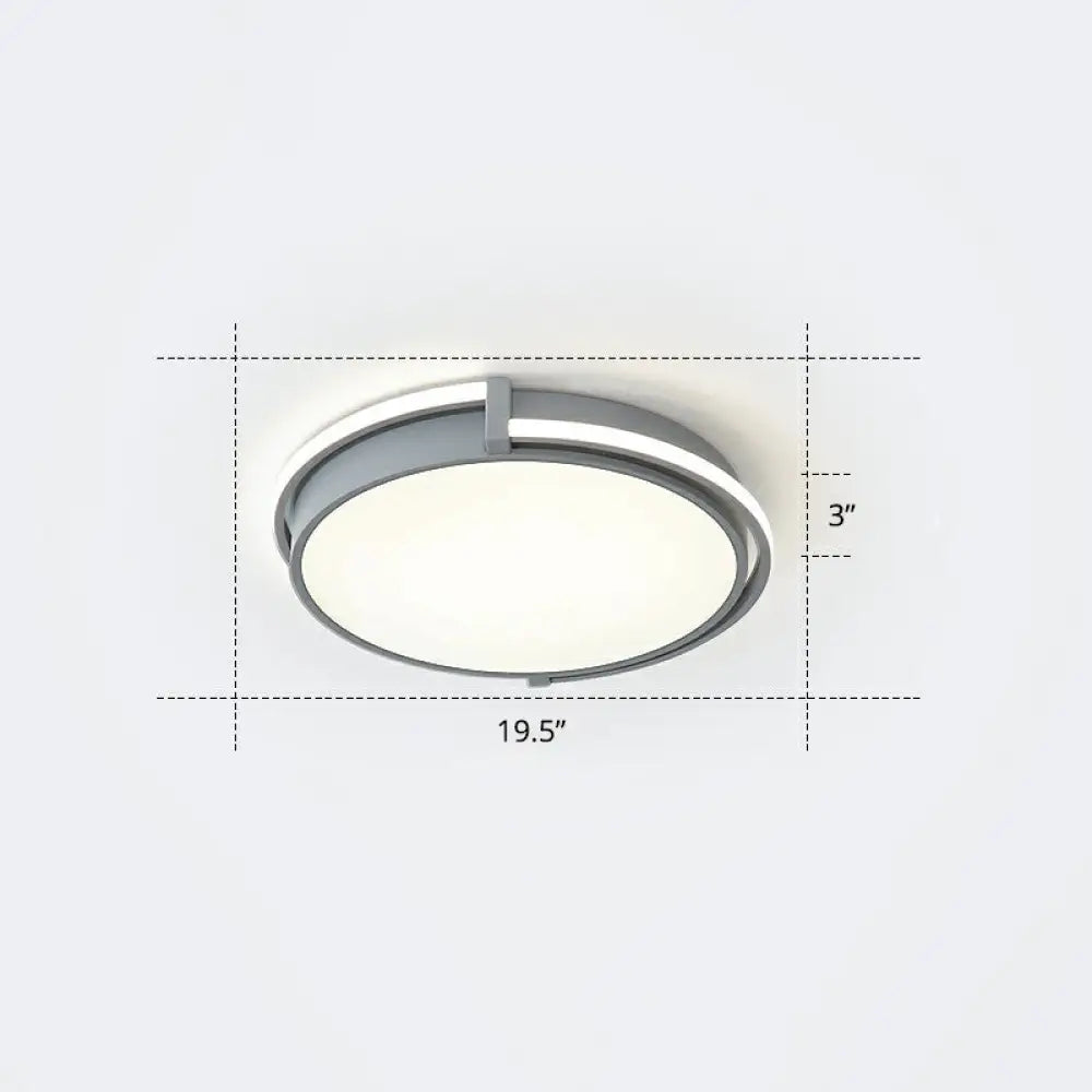 Nordic Circle Led Flush Mount Ceiling Light With Acrylic Diffuser Grey / 19.5’ Warm