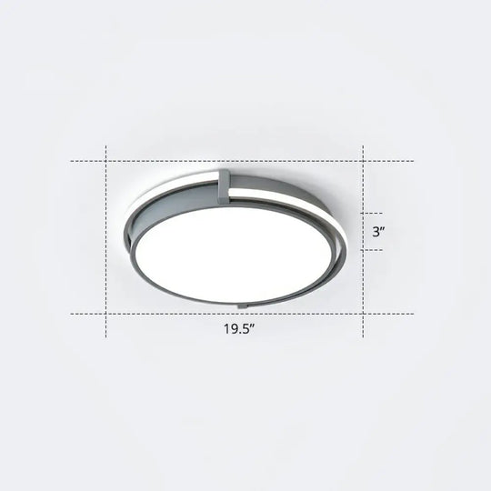 Nordic Circle Led Flush Mount Ceiling Light With Acrylic Diffuser Grey / 19.5’ White