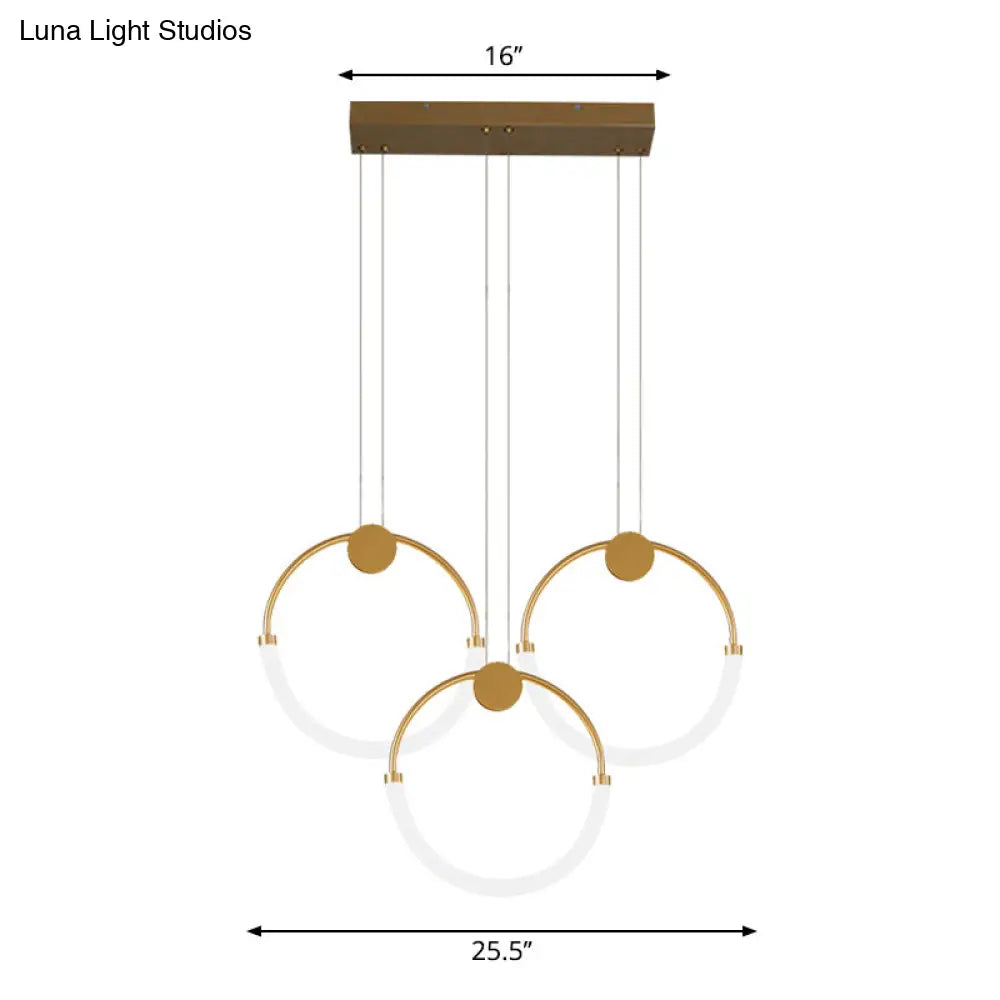 Nordic Acrylic Circular Chandelier - Gold Pendant Lighting With 1/3 Bulbs In Warm/White Light