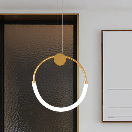 Nordic Circular Chandelier Lamp: Acrylic 1/3 Gold Bulbs Warm/White Pendant Lighting Fixture 1 /