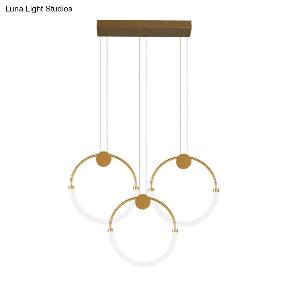 Nordic Acrylic Circular Chandelier - Gold Pendant Lighting With 1/3 Bulbs In Warm/White Light