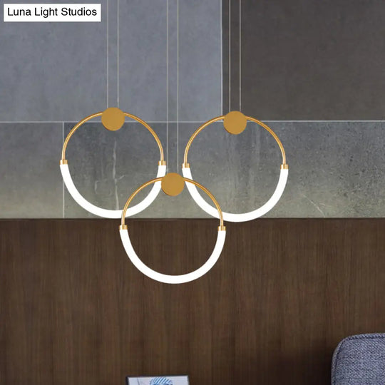 Nordic Acrylic Circular Chandelier - Gold Pendant Lighting With 1/3 Bulbs In Warm/White Light