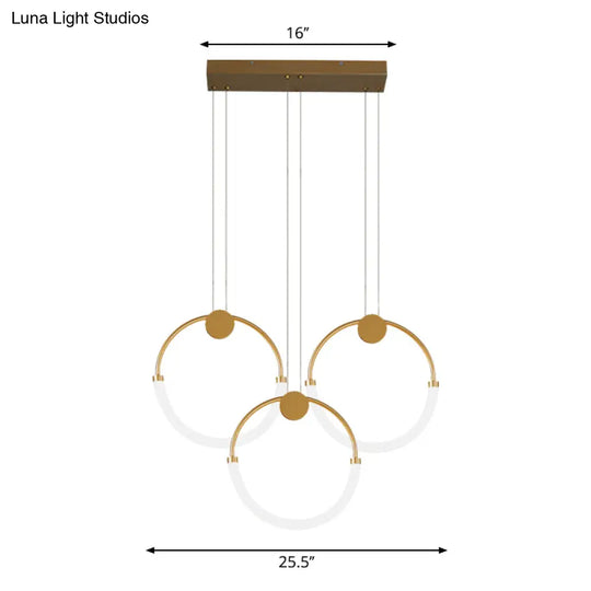 Nordic Circular Chandelier Lamp: Acrylic 1/3 Gold Bulbs Warm/White Pendant Lighting Fixture