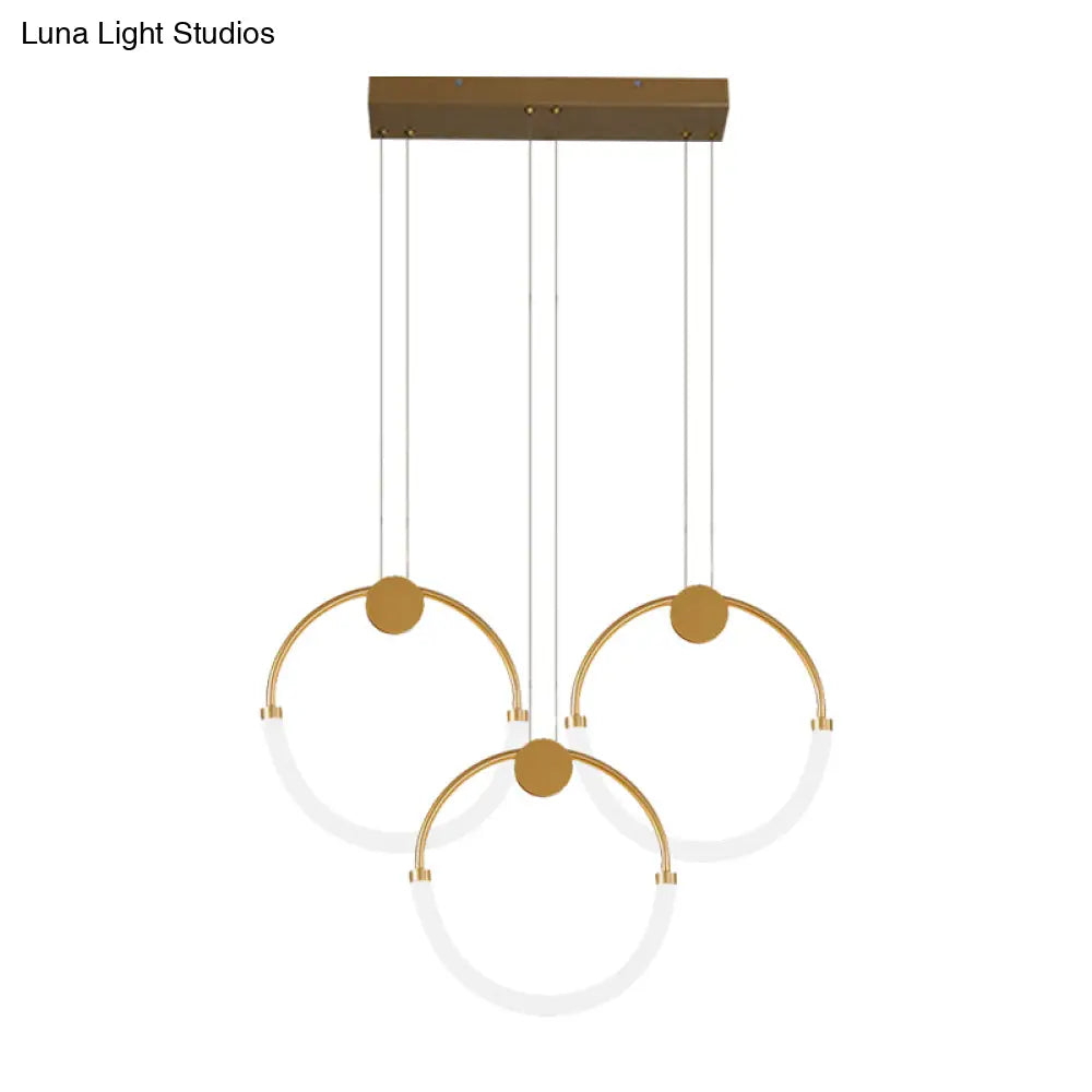 Nordic Circular Chandelier Lamp: Acrylic 1/3 Gold Bulbs Warm/White Pendant Lighting Fixture