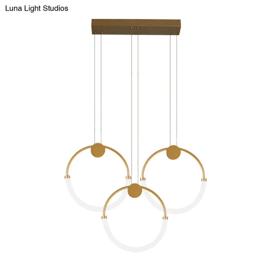 Nordic Circular Chandelier Lamp: Acrylic 1/3 Gold Bulbs Warm/White Pendant Lighting Fixture