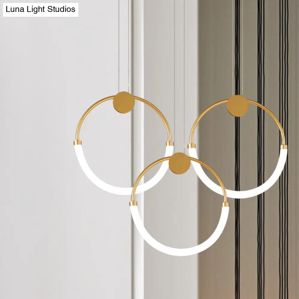 Nordic Circular Chandelier Lamp: Acrylic 1/3 Gold Bulbs Warm/White Pendant Lighting Fixture