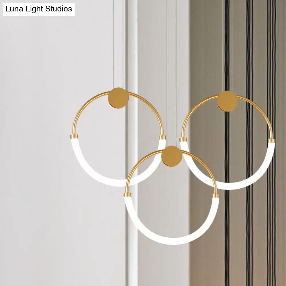 Nordic Acrylic Circular Chandelier - Gold Pendant Lighting With 1/3 Bulbs In Warm/White Light