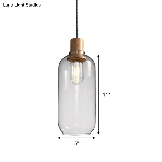 Nordic Jar Hanging Light Fixture - Bedroom Kit 1-Light Clear Glass 5/6 Wide