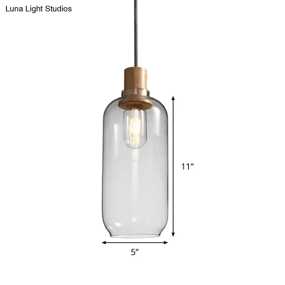 Nordic Clear Glass Jar Hanging Light Fixture For Bedroom - 1 Kit 5’/6’ Wide