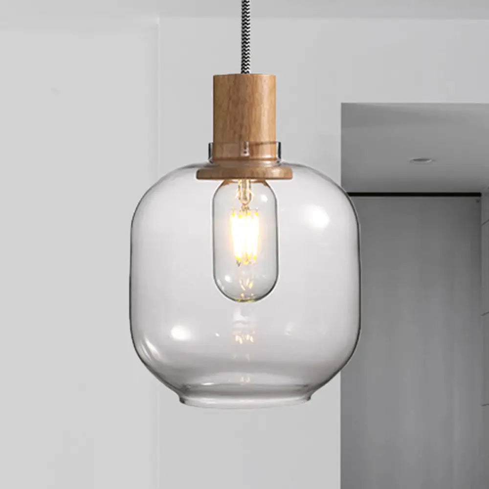 Nordic Clear Glass Jar Hanging Light Fixture For Bedroom - 1 Kit 5’/6’ Wide / 6’
