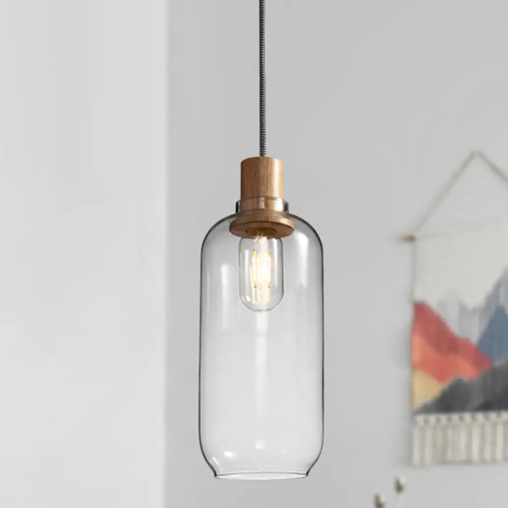 Nordic Clear Glass Jar Hanging Light Fixture For Bedroom - 1 Kit 5’/6’ Wide / 5’