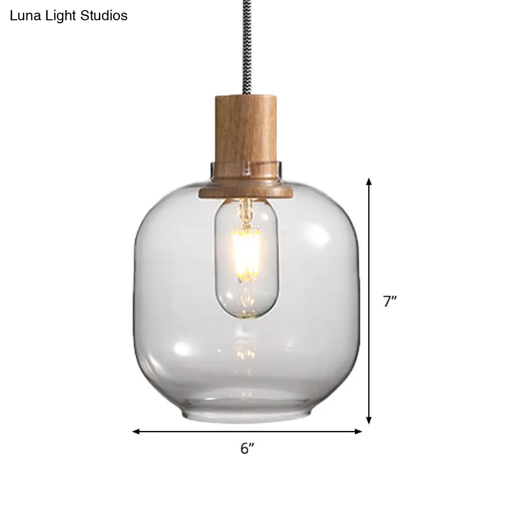 Nordic Jar Hanging Light Fixture - Bedroom Kit 1-Light Clear Glass 5/6 Wide