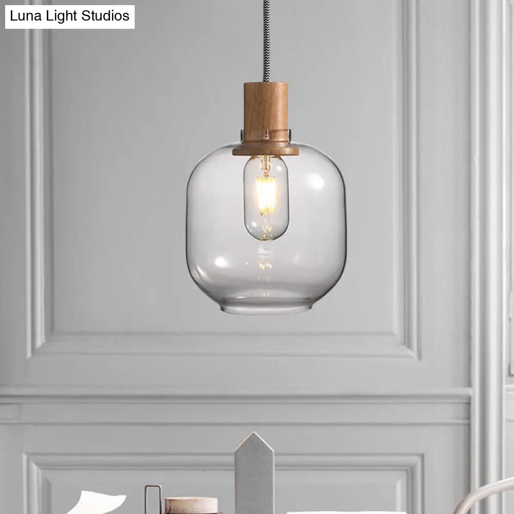 Nordic Jar Hanging Light Fixture - Bedroom Kit 1-Light Clear Glass 5/6 Wide