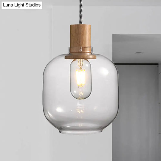 Nordic Jar Hanging Light Fixture - Bedroom Kit 1-Light Clear Glass 5/6 Wide / 6
