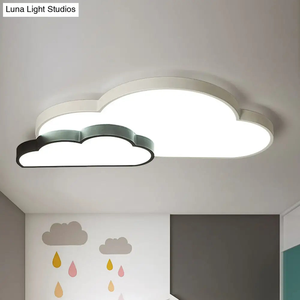 Nordic Cloud Led Flush Mount In Black And White - White/Warm Lighting