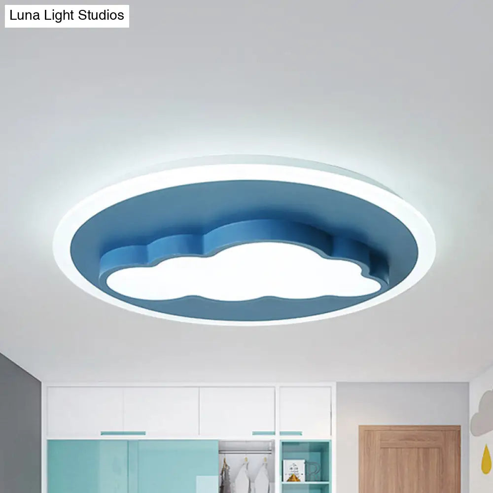 Nordic Cloud Metal Ceiling Lamp - Flush Mount For Childs Bedroom Blue / White