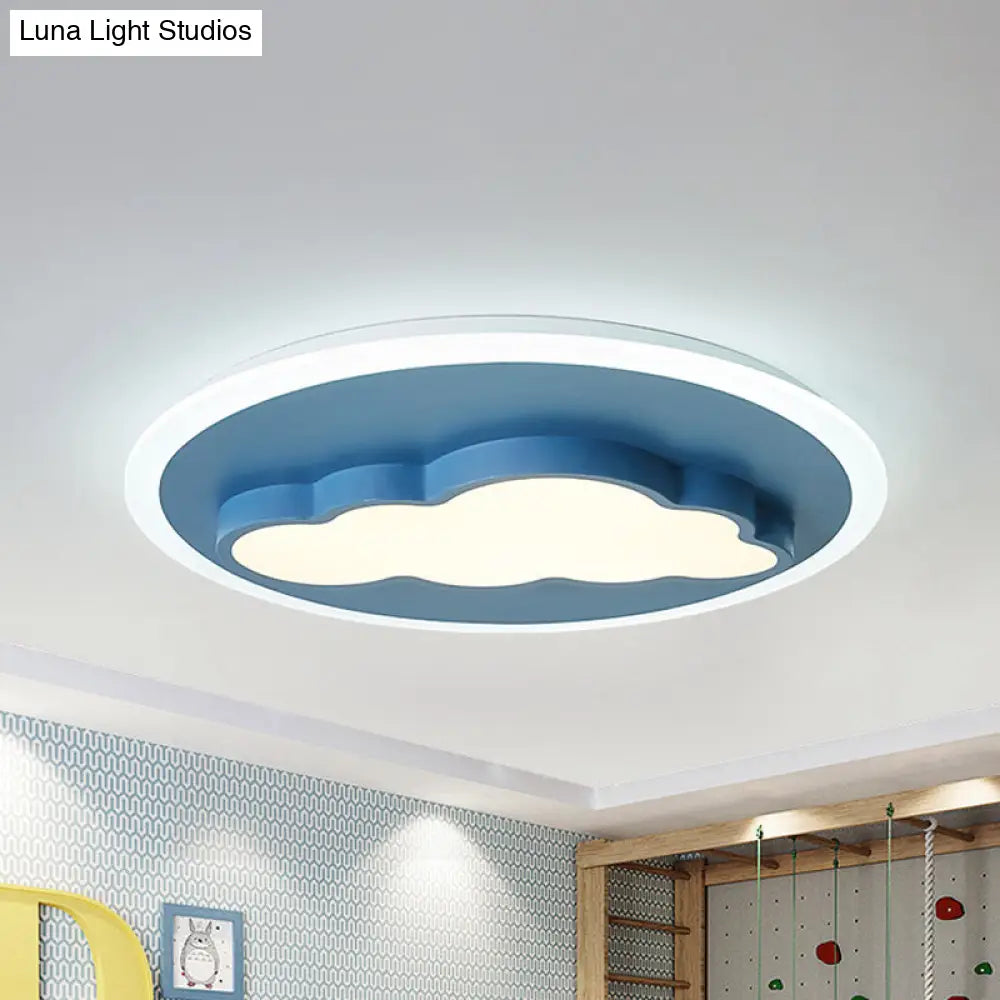 Nordic Cloud Metal Ceiling Lamp - Flush Mount For Childs Bedroom Blue / Warm