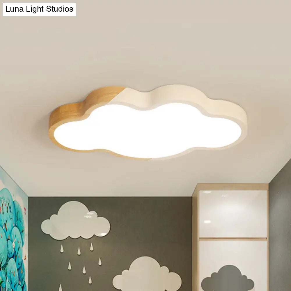 Nordic Cloud Shape Led Ceiling Light For Kids Bedroom - Acrylic Flush Mount Energy Saving White /