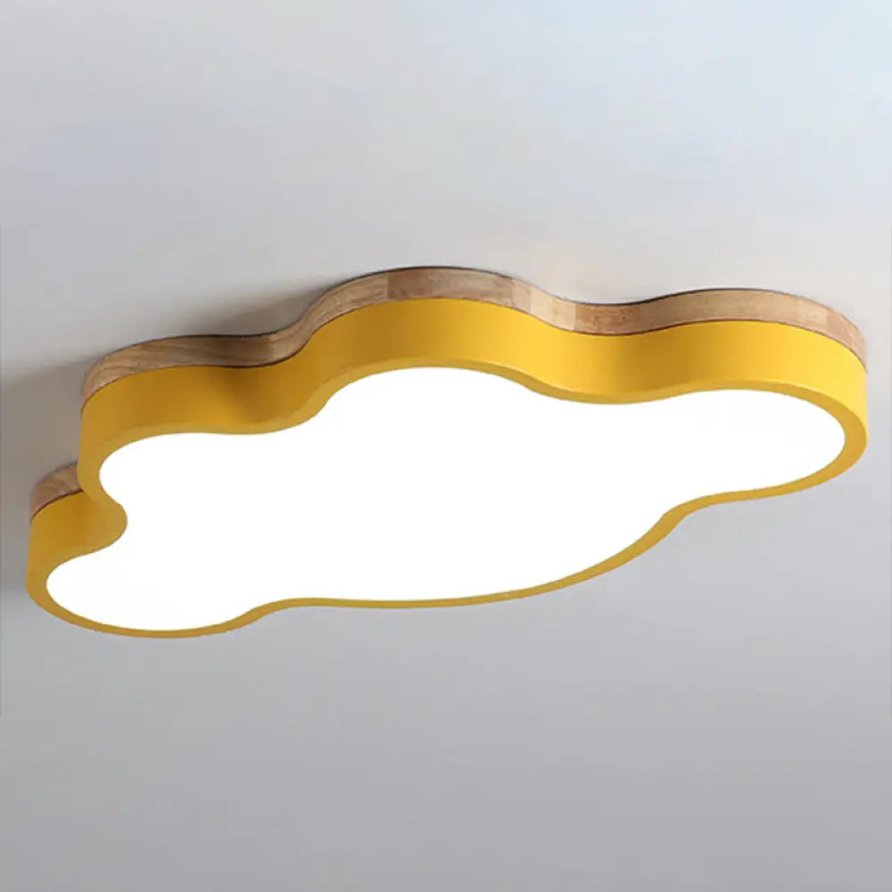 Nordic Cloud Shape Led Flush Mount Ceiling Lamp For Kids Bedroom Yellow / White