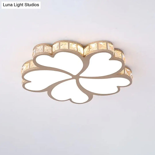 Nordic Clover Crystal Flush Mount Ceiling Light - Black/White/Gold Led Illumination For Bedroom