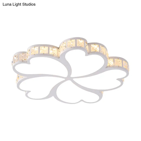 Nordic Clover Crystal Flush Mount Ceiling Light - Black/White/Gold Led Illumination For Bedroom