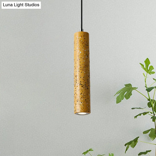 Nordic Concrete Pendant Light - 1-Light Black/White/Yellow Suspension Yellow