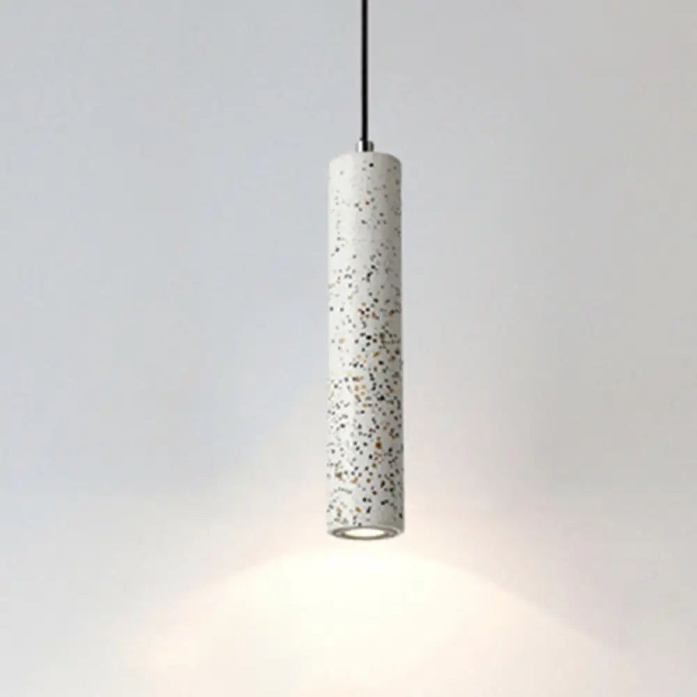 Nordic Concrete Tube Pendant Lighting - 1 Light Black/White/Yellow Suspension White