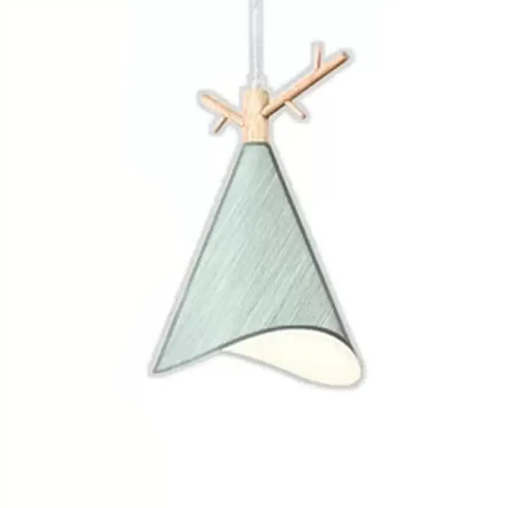 Nordic Conical Pendant Metallic Hanging Light With Antler Deco - 1-Bulb Ceiling Fixture For Dining