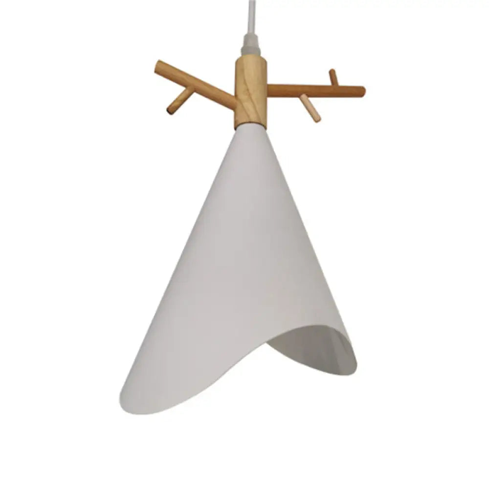 Nordic Conical Pendant Metallic Hanging Light With Antler Deco - 1-Bulb Ceiling Fixture For Dining