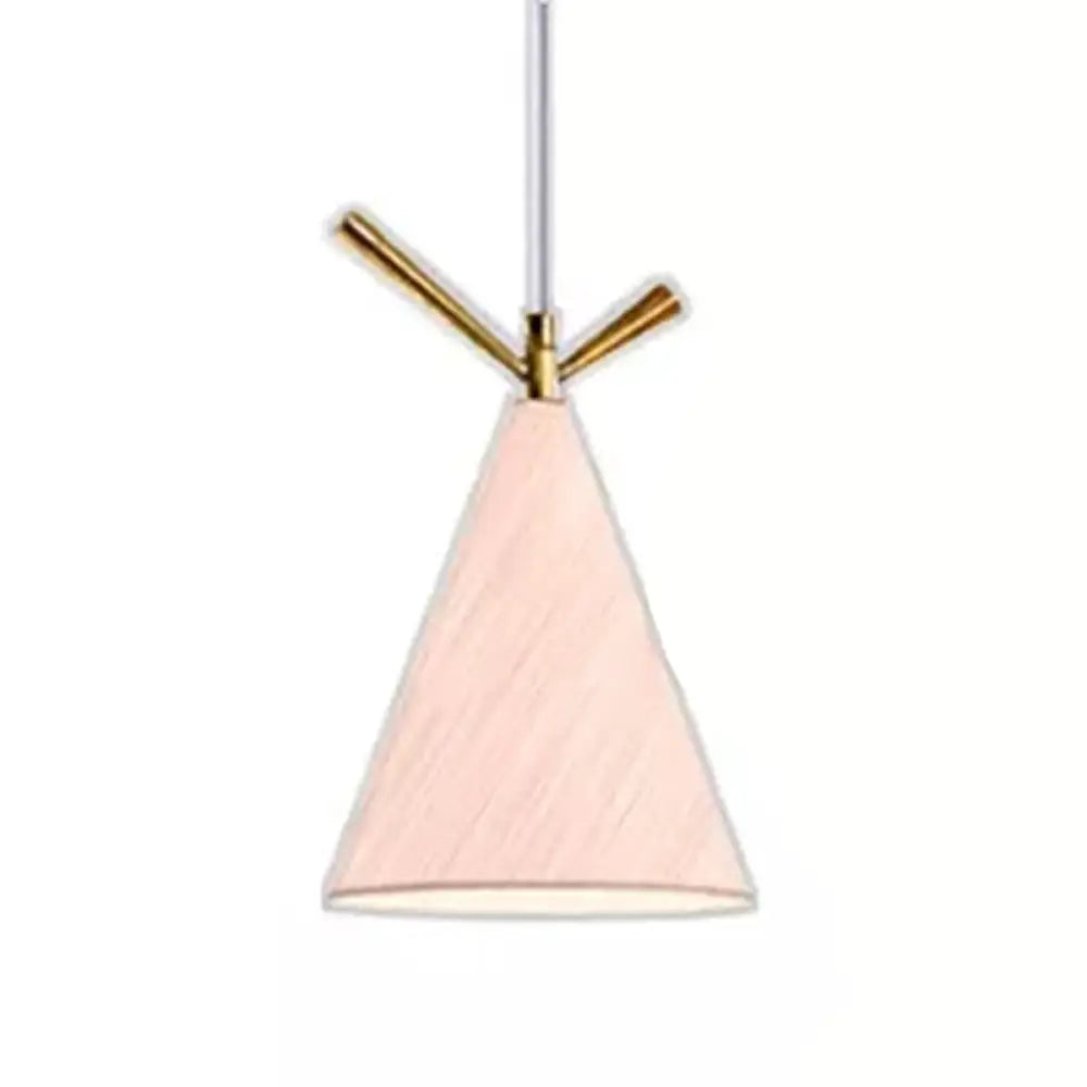 Nordic Conical Pendant Metallic Hanging Light With Antler Deco - 1-Bulb Ceiling Fixture For Dining