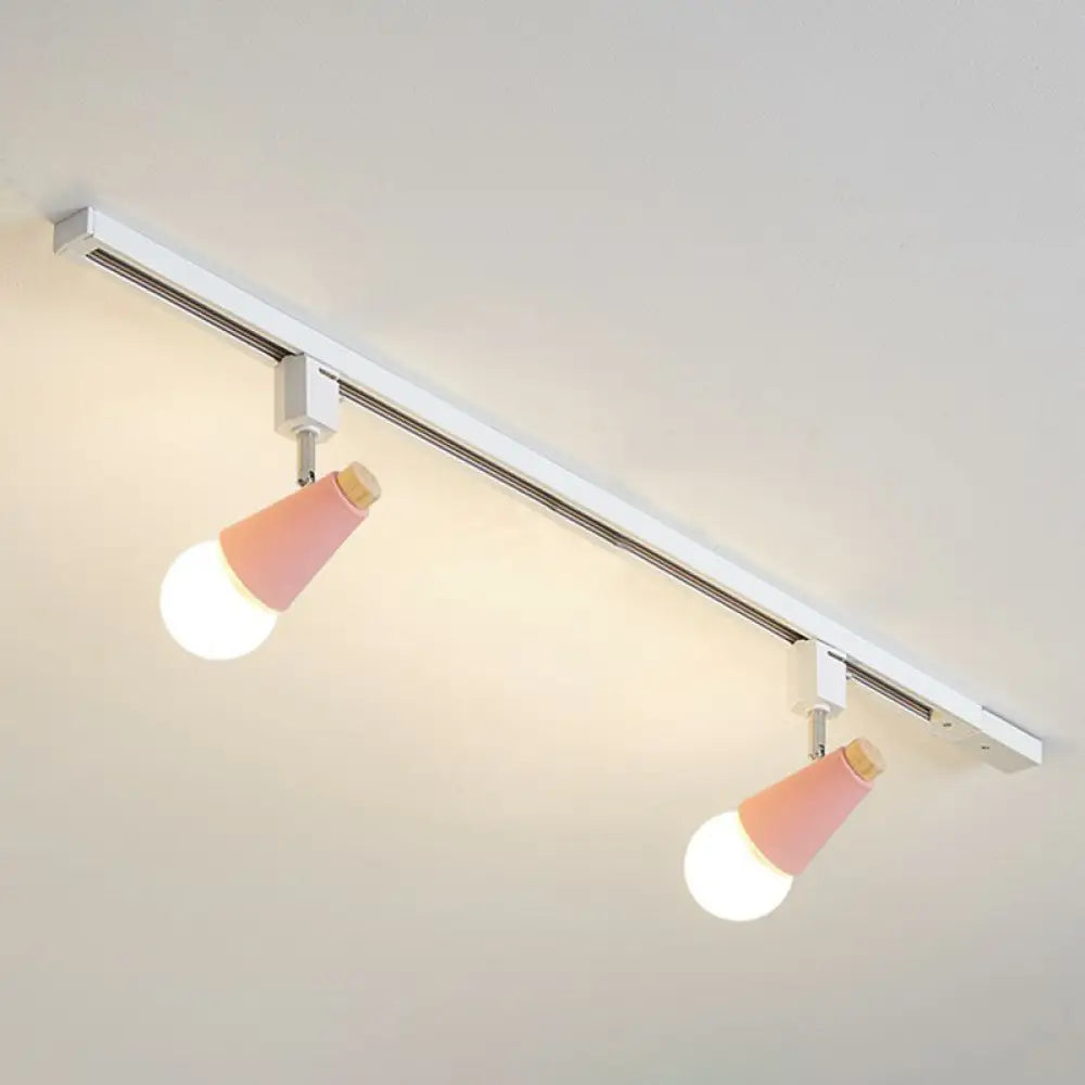 Nordic Conical Semi Flush Track Light For Living Room Ceiling 2 / Pink