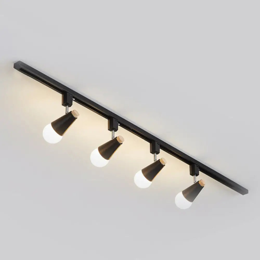 Nordic Conical Semi Flush Track Light For Living Room Ceiling 4 / Black