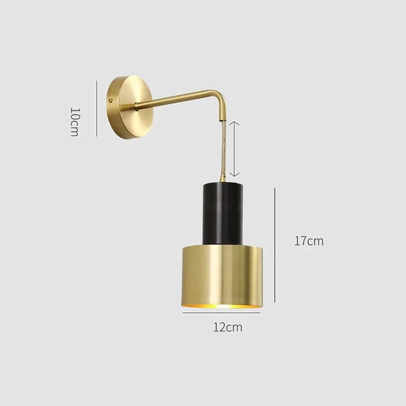 Nordic Copper Bedroom Wall Lamp Creative Modern Minimalist Stair Corridor Porch Living Room Dining Room Personality Copper Wall Lamp
