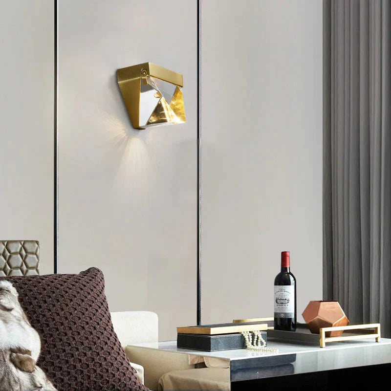 Nordic Copper Post-modern Light Exquisite Crystal Bedroom Headwall Lamp Creative Corridor Staircase Copper Wall Lamp