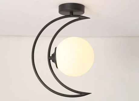 Nordic Corridor Golden Iron Moon Ceiling Black / White Light