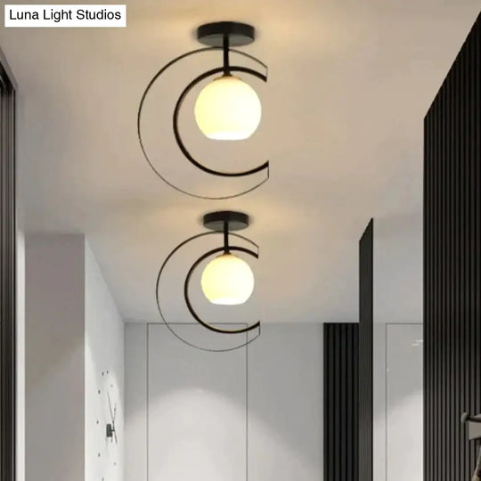 Nordic Creative Bedroom Iron Ceiling Lamp Warm Light / 5W Black