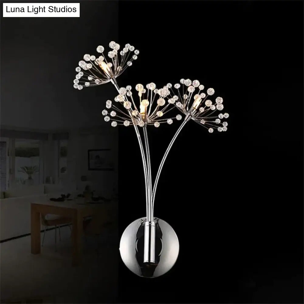 Nordic Creative Crystal Flower Dandelion Wall Lamps For Bathroom Bedroom Bedside Lamp Living Room