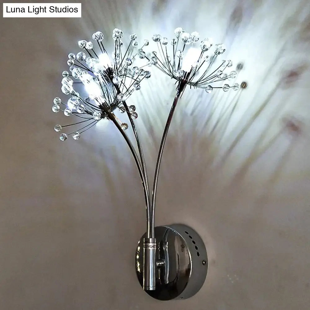 Nordic Creative Crystal Flower Dandelion Wall Lamps For Bathroom Bedroom Bedside Lamp Living Room