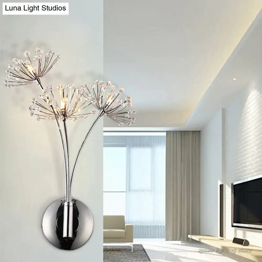 Nordic Creative Crystal Flower Dandelion Wall Lamps For Bathroom Bedroom Bedside Lamp Living Room